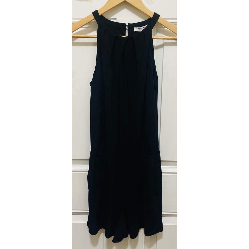 WHBM Black Halter Romper Sleeveless Keyhole Casual‎ Jumpsuit XXS